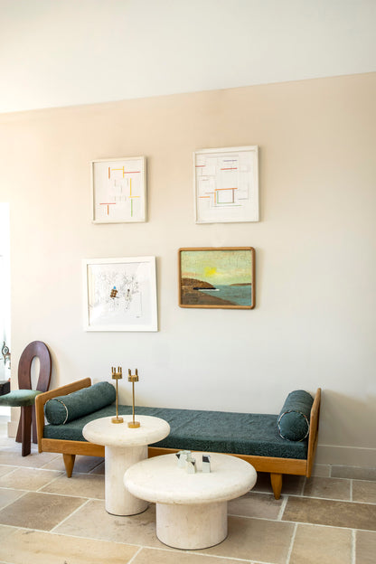 Guillerme et Chambron Daybed in Zak and Fox Peacock Blue Fabric