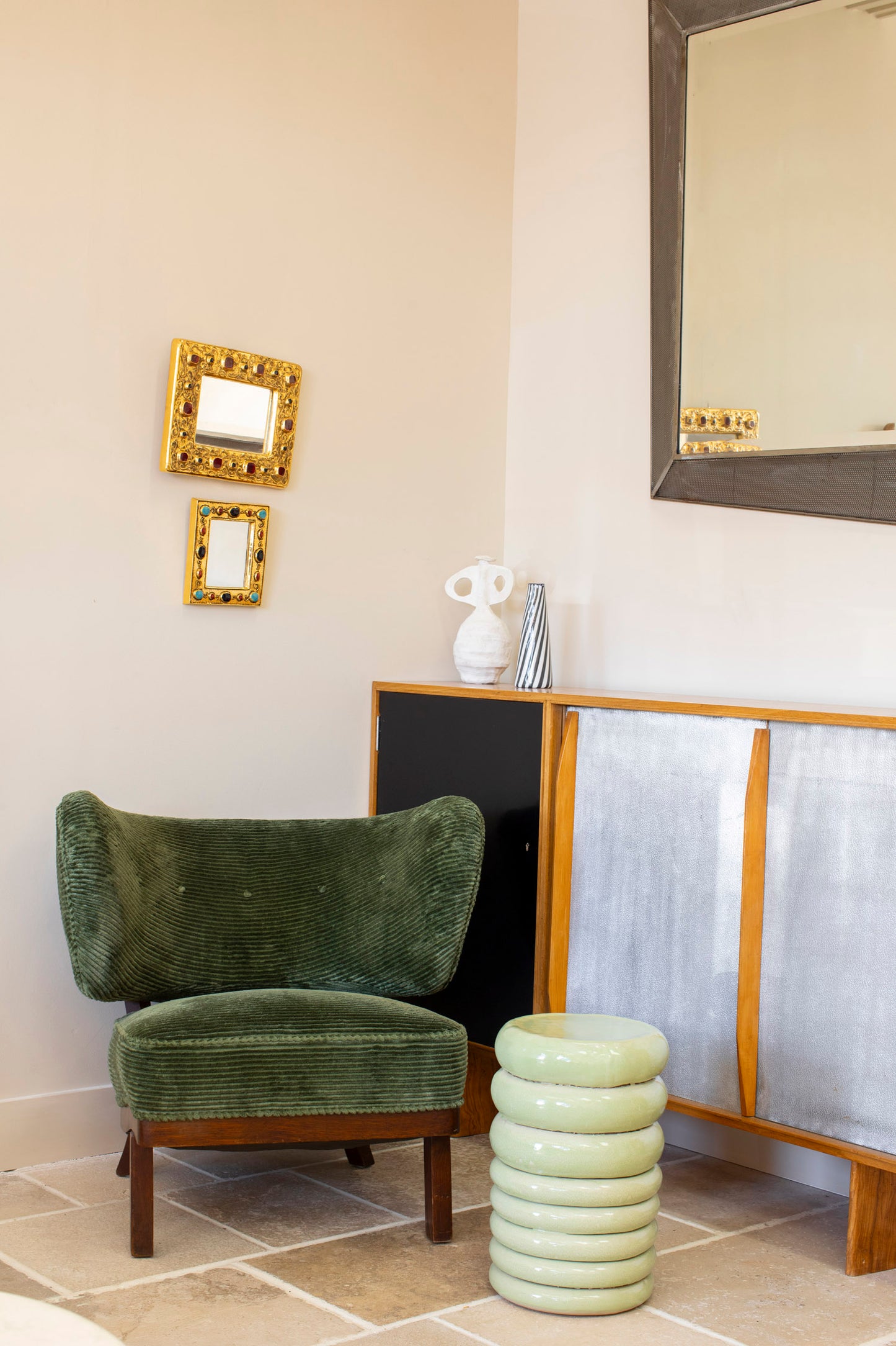 Vintage Silver Credenza in the Manner of Charlotte Perriand