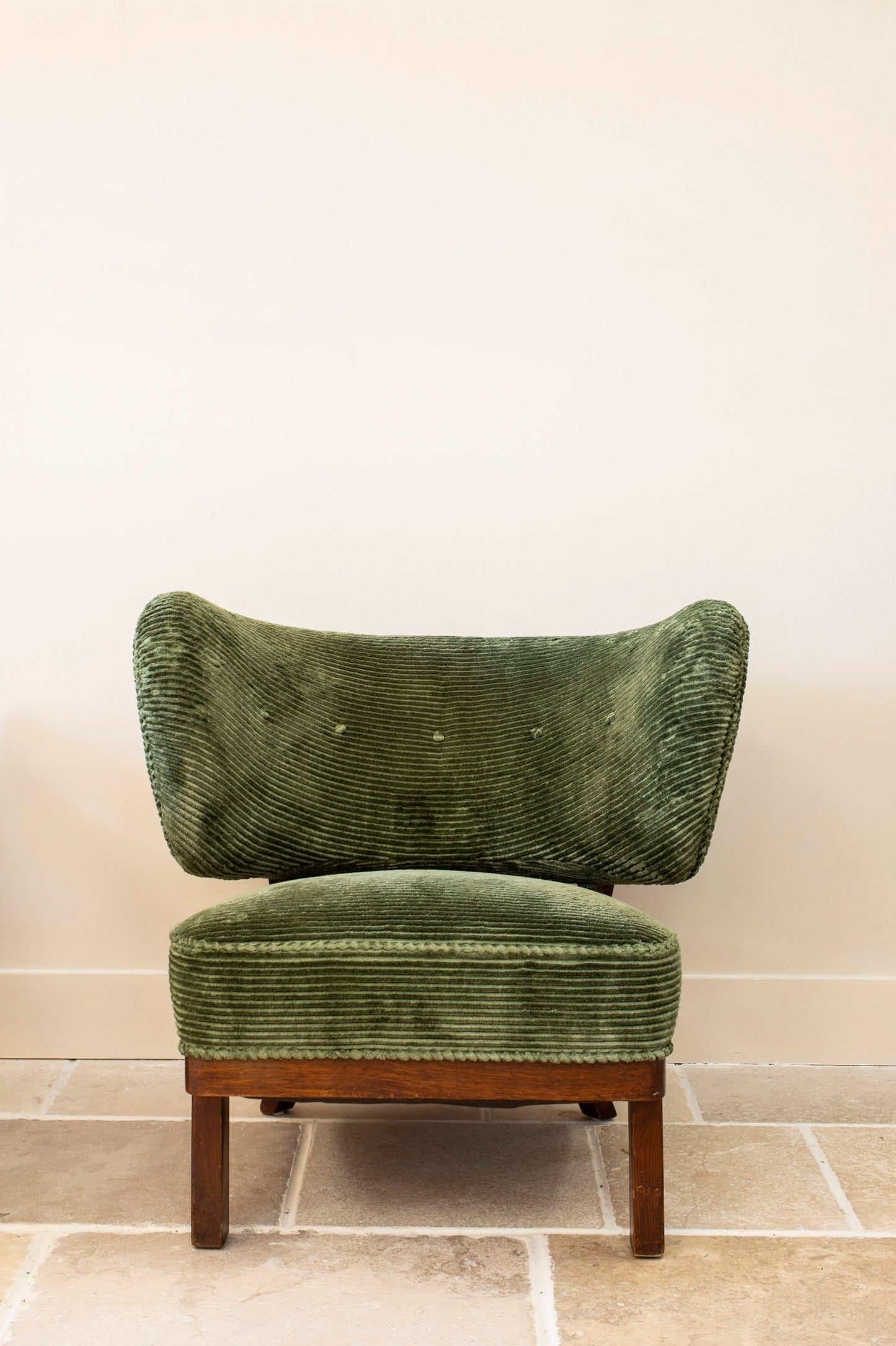 Otto Schultz Green Corduroy Lounge Chair