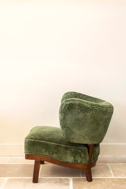 Otto Schultz Green Corduroy Lounge Chair