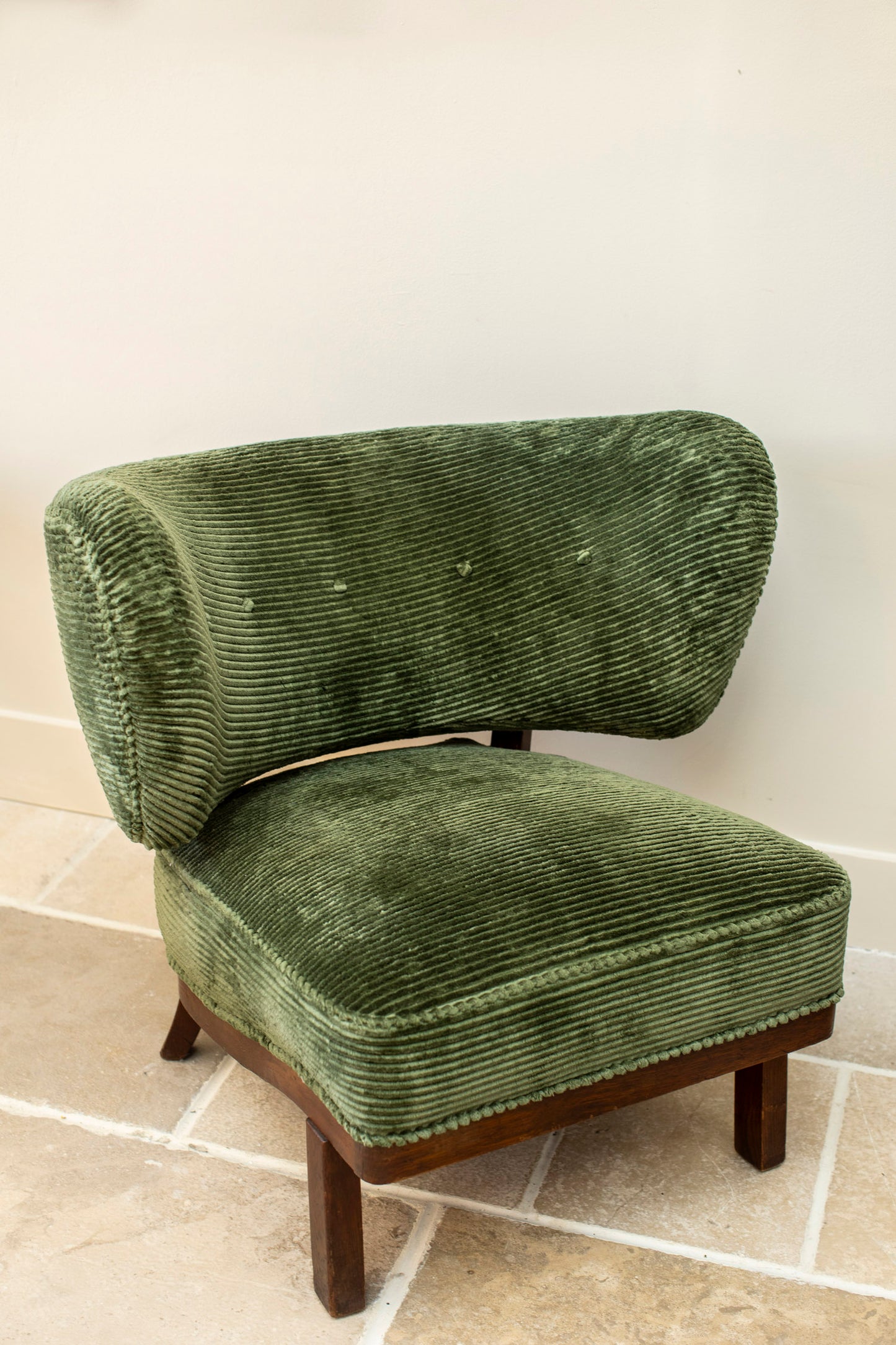 Otto Schultz Green Corduroy Lounge Chair