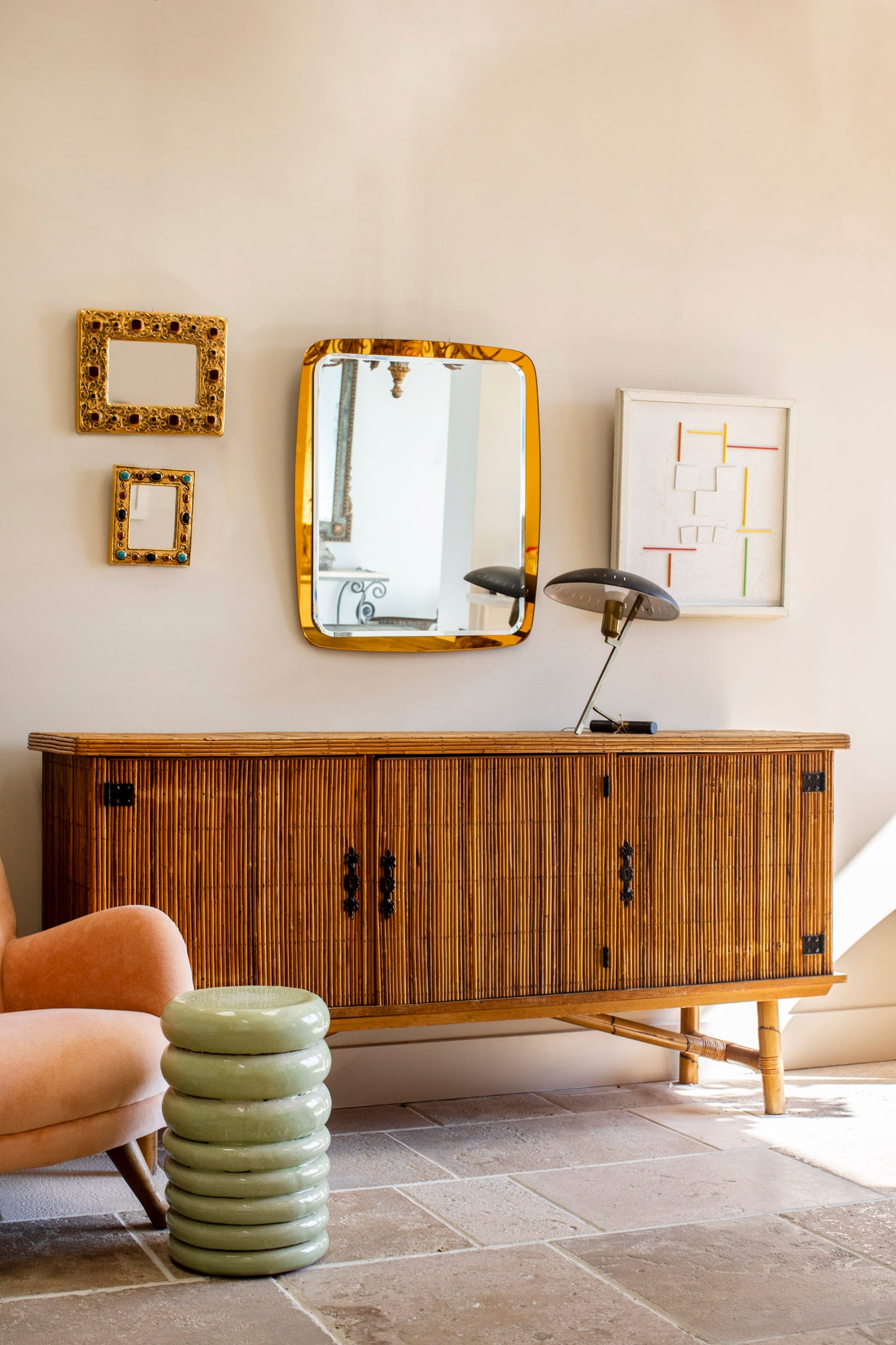 Mid Century Modern Orange Mirror