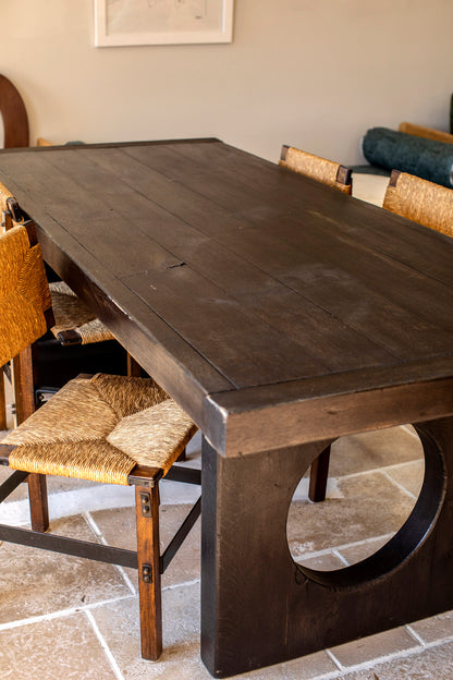 Dark Wood Vintage Slab Dining Table