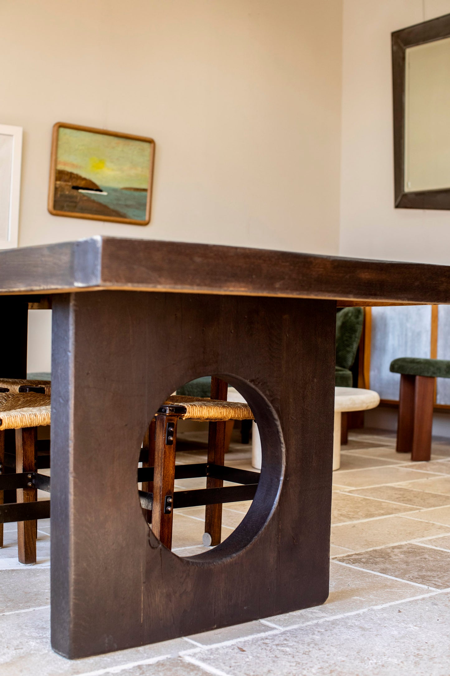 Dark Wood Vintage Slab Dining Table