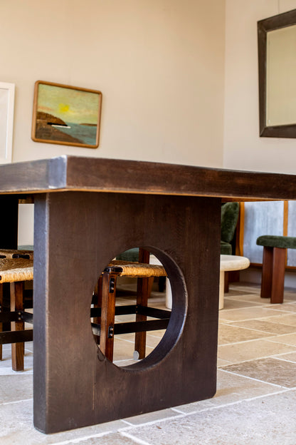 Dark Wood Vintage Slab Dining Table