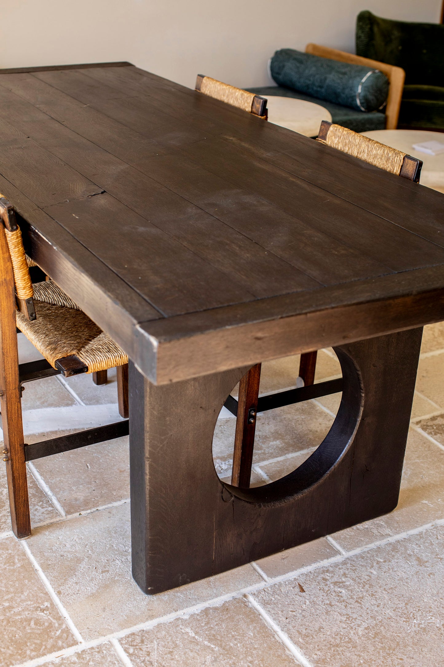 Dark Wood Vintage Slab Dining Table