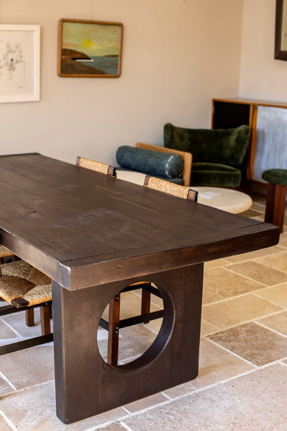 Dark Wood Vintage Slab Dining Table