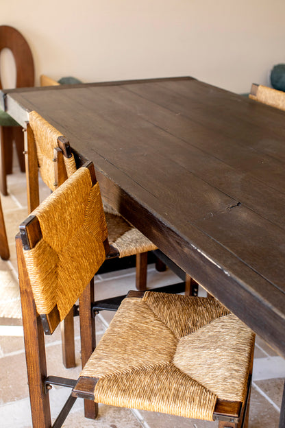 Dark Wood Vintage Slab Dining Table