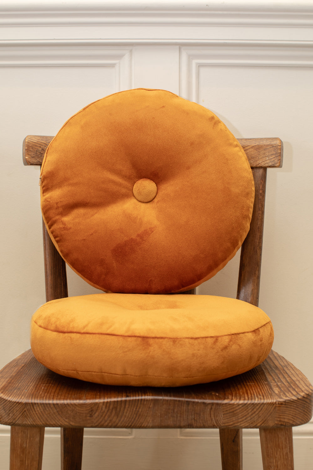 Orange Velvet Circular Pillow