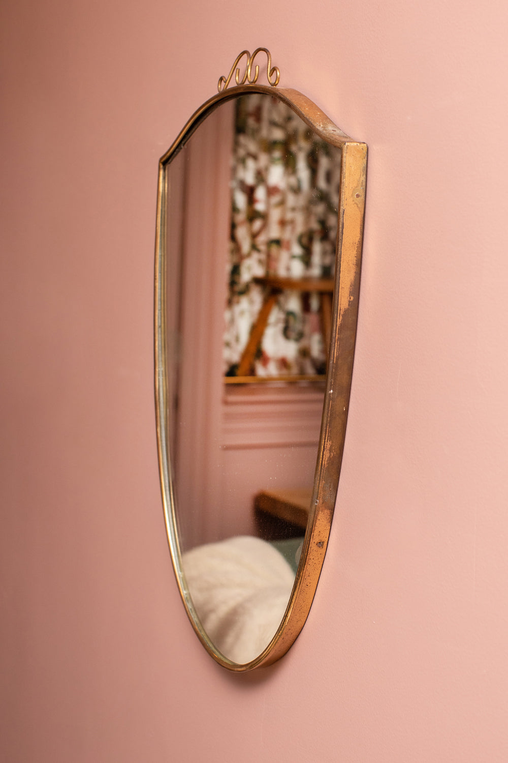 French Mid Century Modern Brass Mirror