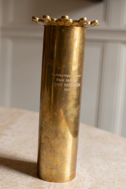 Engraved Pierre Forssell Early Brass Vase