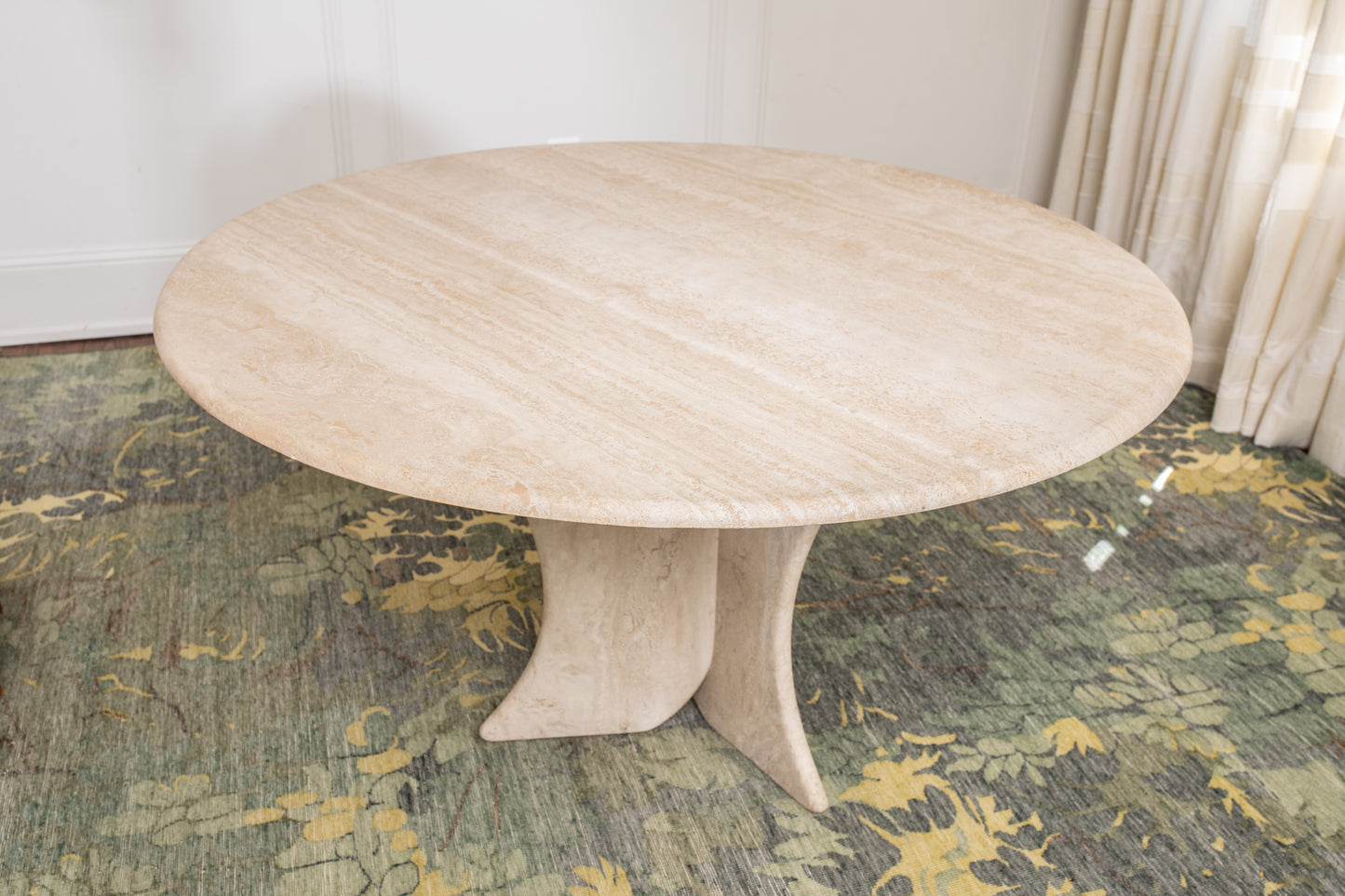 Vintage Circular Travertine Dining Table