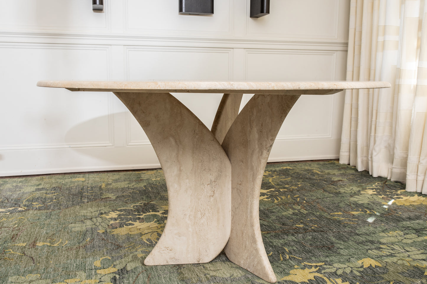 Vintage Circular Travertine Dining Table