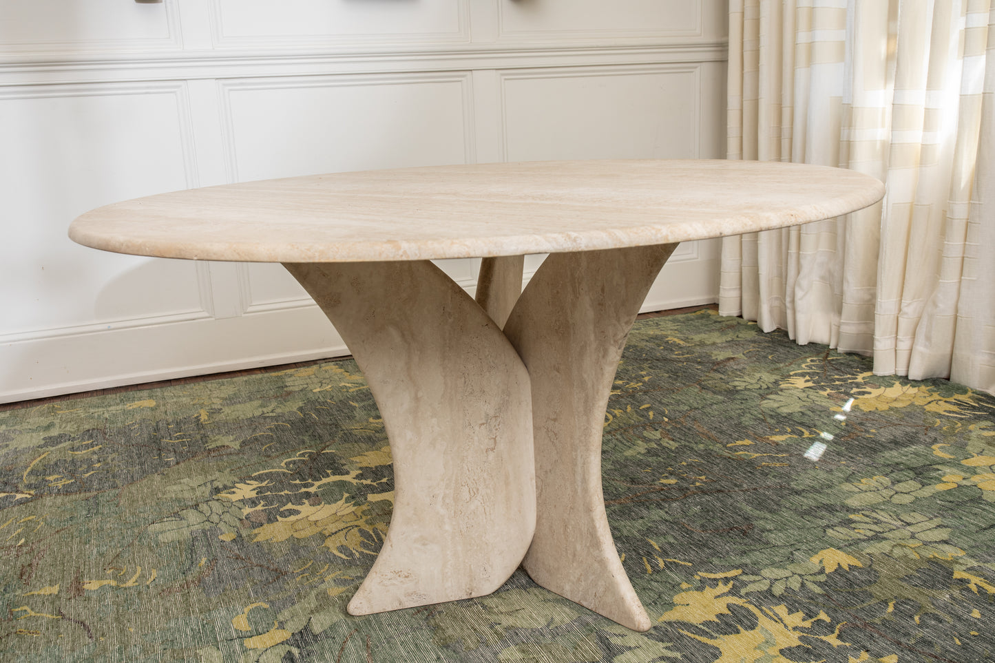 Vintage Circular Travertine Dining Table