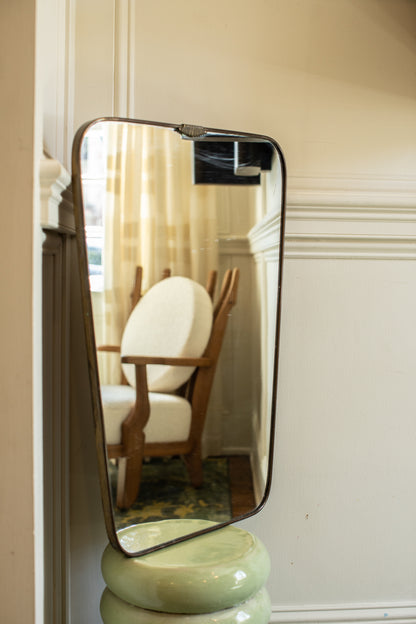 Mid Century Modern Brass Mirror in the Manner of Gio Ponti