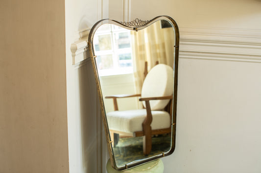 Floating Brass Frame Mirror in the Manner of Gio Ponti