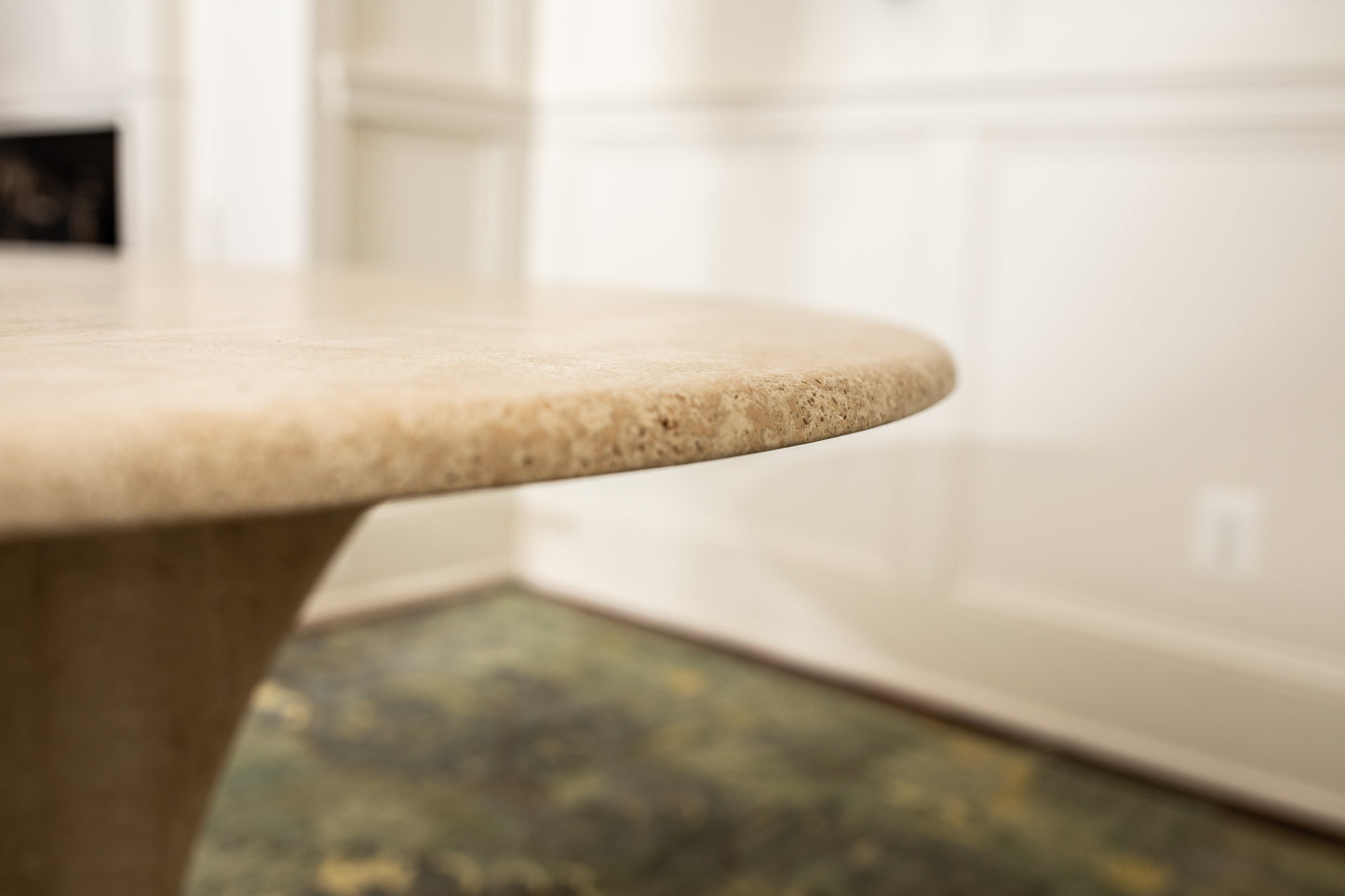 Vintage Circular Travertine Dining Table