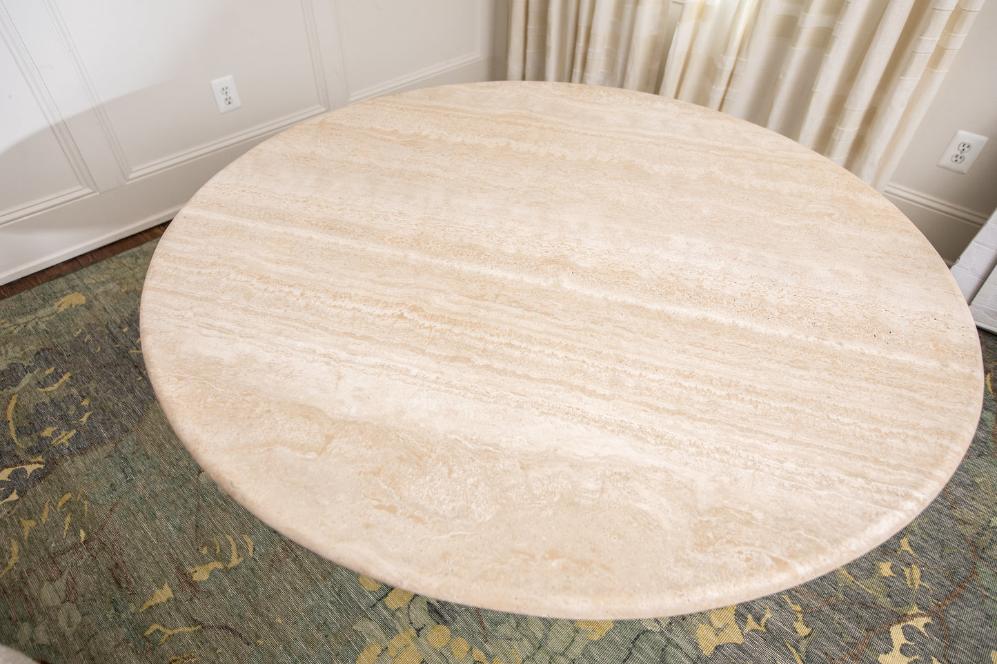 Vintage Circular Travertine Dining Table