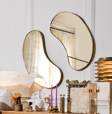 Brass Freeform Haricot Mirror In the Manner of Gio Ponte