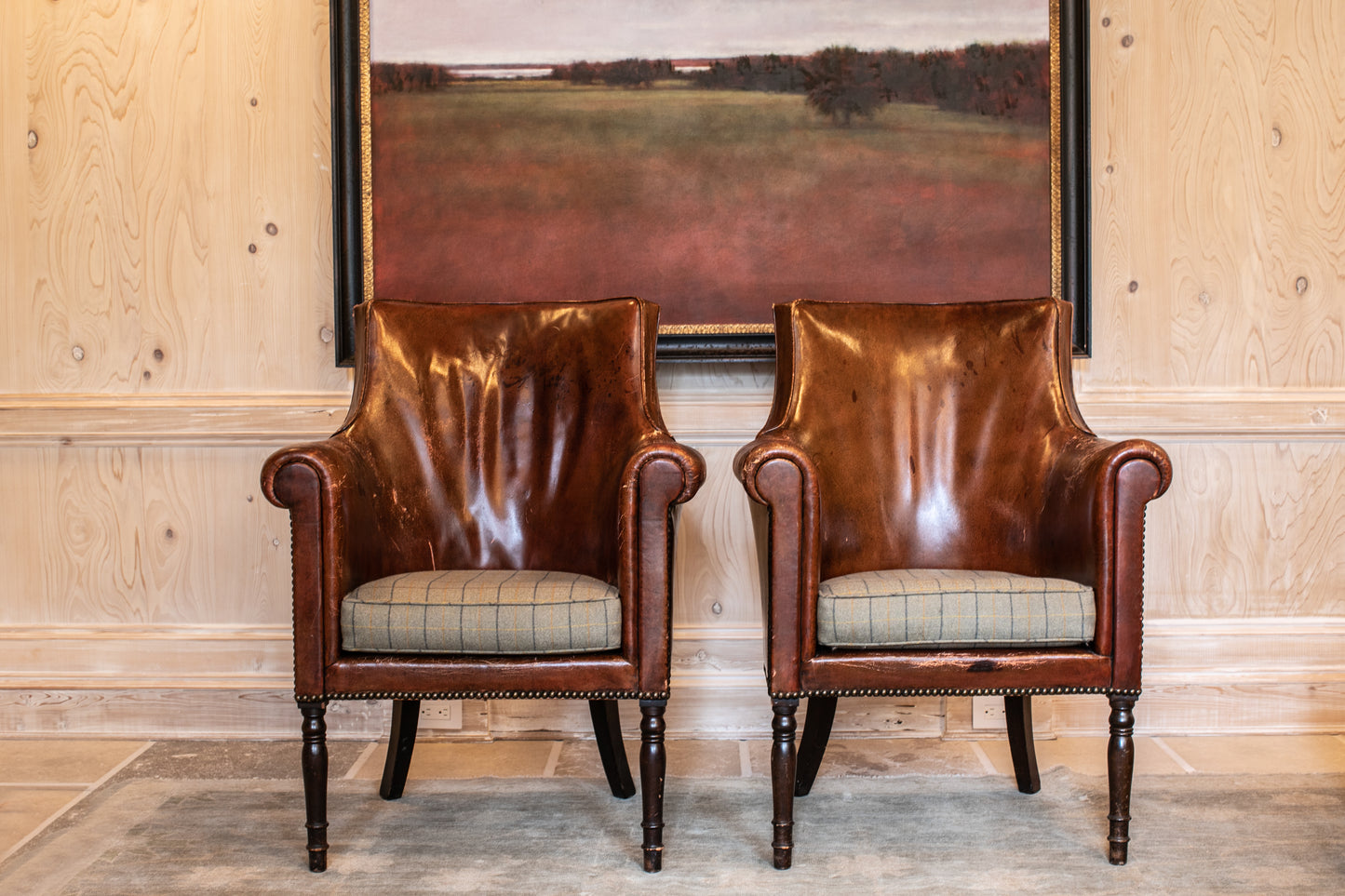 Antique Leather Lounge Chairs