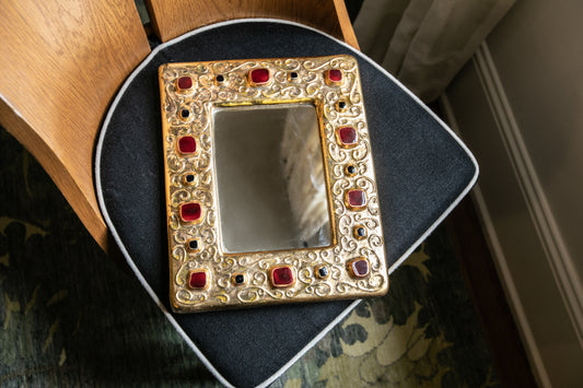 Gold, Red & Black Francois Lembo Jeweled Mirror
