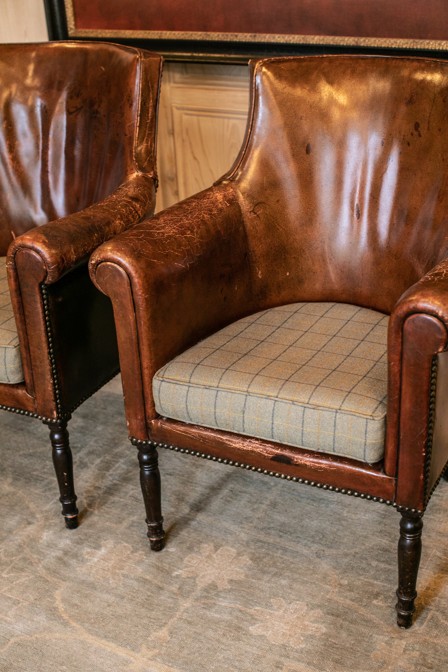 Antique Leather Lounge Chairs